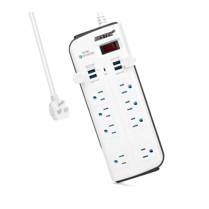 BESTEK 8-Outlet Surge Protector Power Strip 6.6-Foot with 7.5A 4-Port USB Charging Station