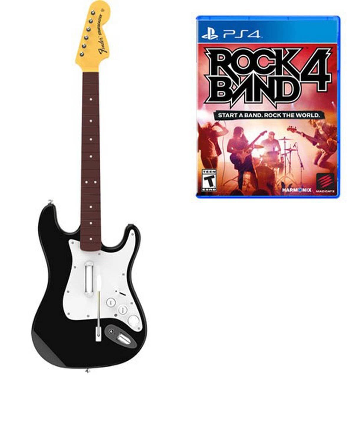 Rock Band 4 Wireless Fender Stratocaster Guitar Controller Bundle - PlayStation 4