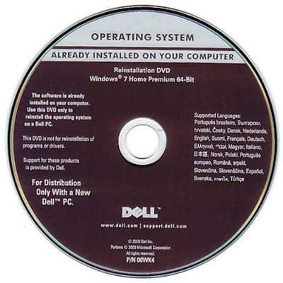 Microsoft Windows 7 Home Premium 64-Bit Restore Disc Dell